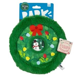 BARK Get Lit Wreath Holiday Christmas Frisbee Disc Fetch Dog Toy